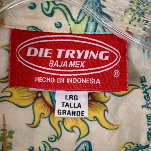 Die Trying Baja Mex Tropical design short sleeve Men’s button down size Large - Picture 4 of 9